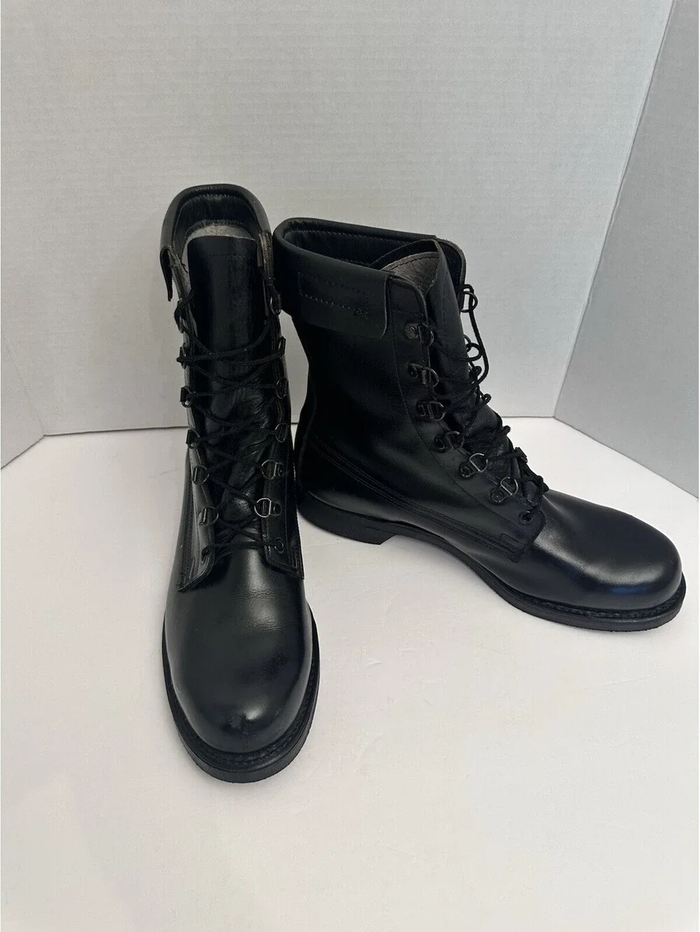 Vintage Cove Shoe Co. Steel Toe Combat Boots Size 10D - Black Leather 1985 EUC